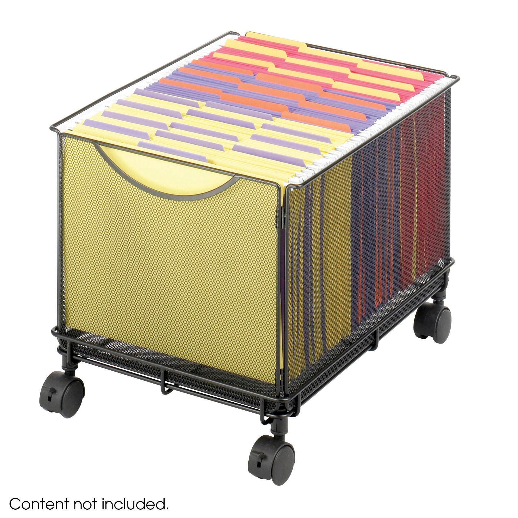 Safco Onyx Mesh Letter Size Rolling File Cube, 13-1/2 W x 16-3/4 D x 13 H in, Black 1396678